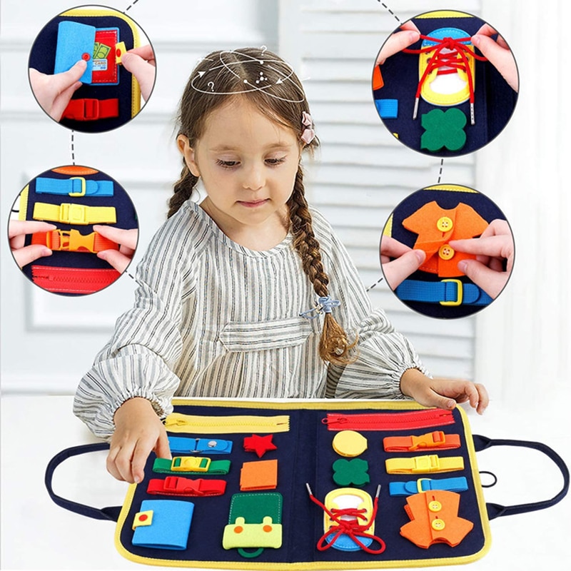 Tableau d'activités ludiques pour enfant busyboard Montessori dès 3 ans
